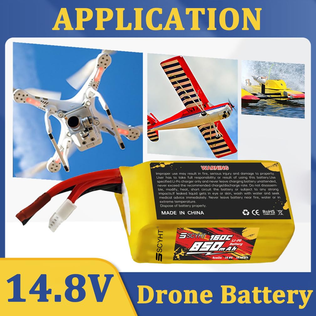 Batteria al litio 14,8 V 4S Batteria Lipo 160C Batterie ricaricabili 850 mAh Batterie droni per aeromodelli con porta XH-4S per motori da 13 W max,14.8v850mah 160c xt60 u