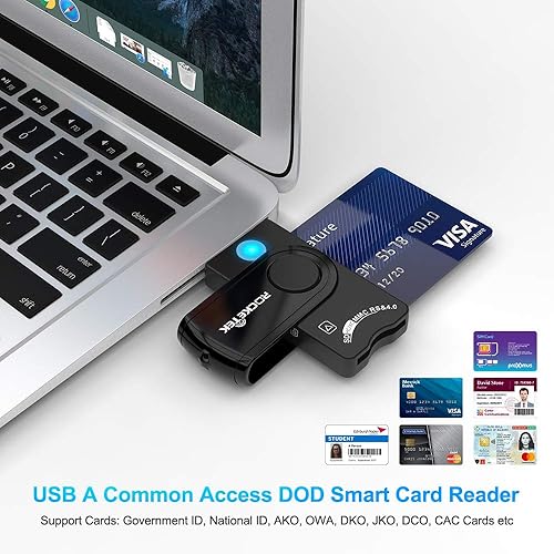 Miniatura 2 de Lector de tarjetas inteligentes, adaptador de tarjeta SIM USB 4 en 1, lector de tarjetas CAC Identiv ID de crédito militar, lector de tarjetas de