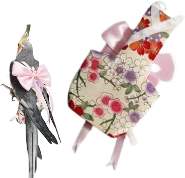 Bird Diaper Parrot Washable Diapers, Parrot Flight Suit, Reusable Nappies for Parakeet Cockatiel Mini Macaw Budgie Conure Lovebird Beige,Sulphur-Crested Cockatoo