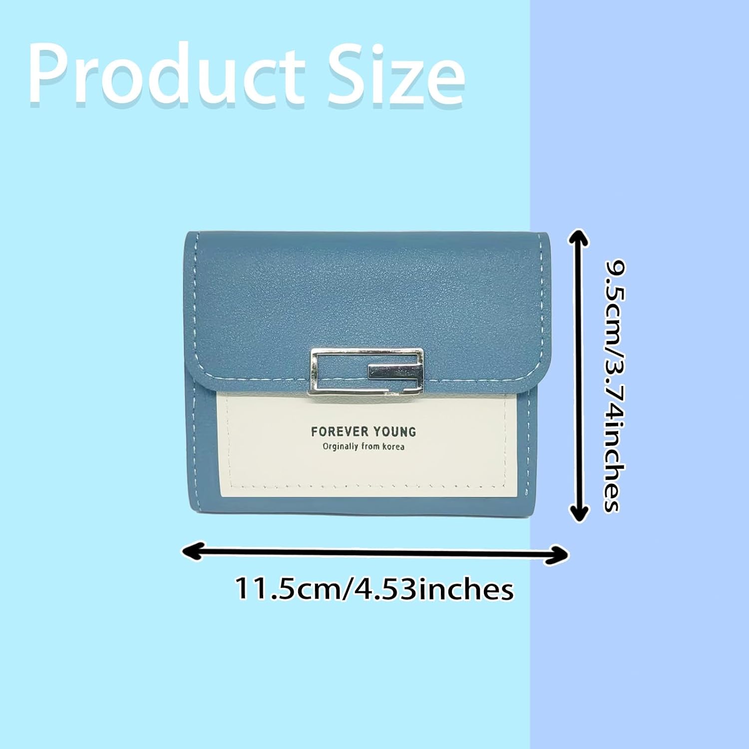 Trifold Wallets for Women, Snap-Button Women's Wallet Card Holder Ladies Wallets Leather Wallets For Women with 6 Card Slots, ID Window& Cash Compartment (Blue) image 2
