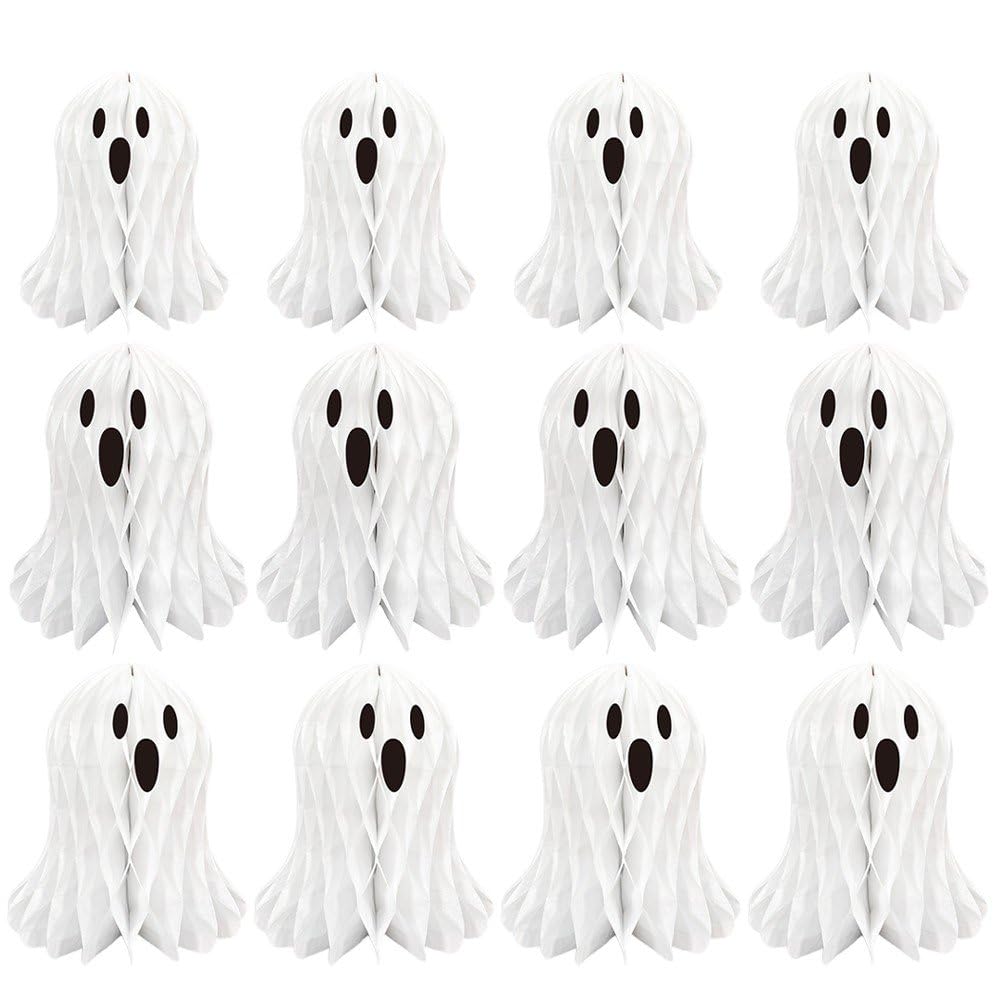 Pompons en papier fantômes Halloween pour illuminer votre fête