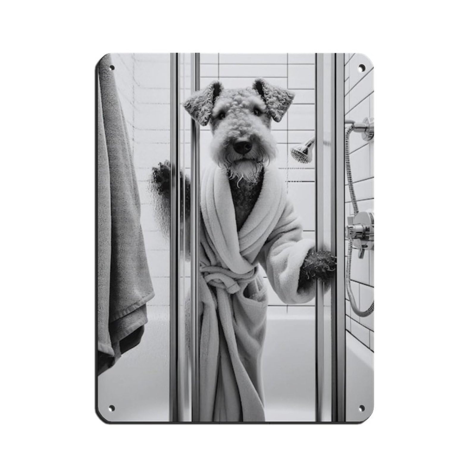 Airedale Terrier, Bathroom Art Poster Retro Poster Metal Tin Sign Chic Art Retro Iron Painting Bar People Cave Cafe Family Garage Poster Wall Decoration 12x16inch(30x40cm)