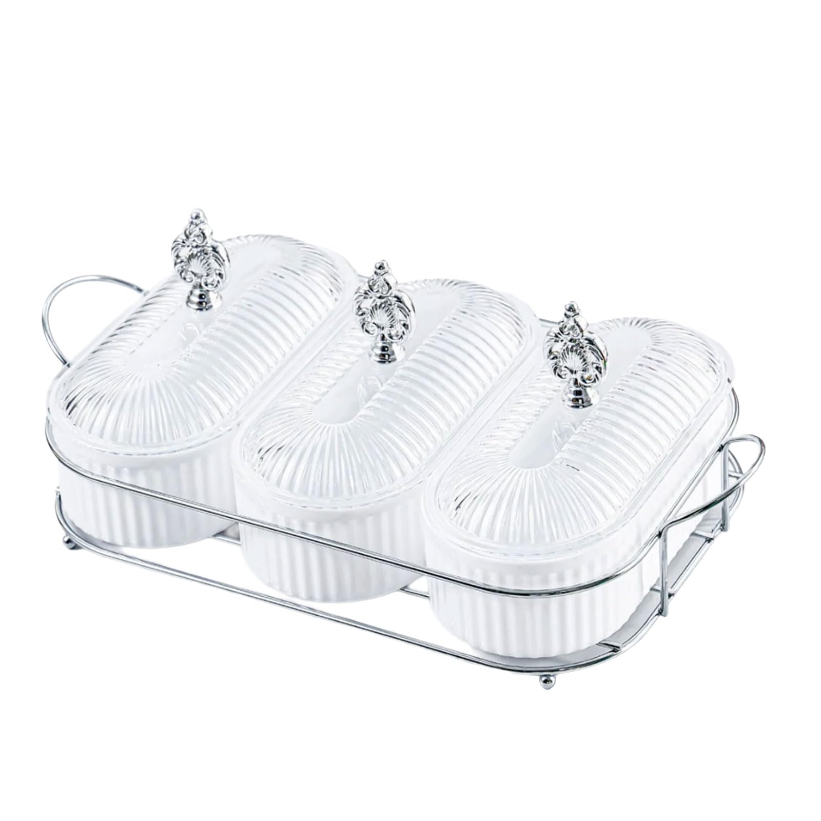 Jazuaiao Clear Top Multi Section Snacks Container for Family Gathering Kitchen Countertop Storage Solution Stackable Snacks Box with Partitions