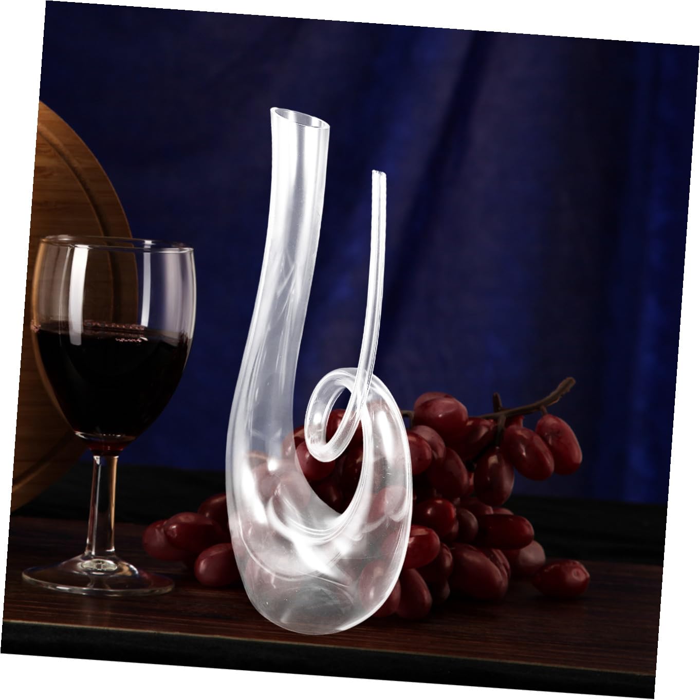 FOMIYES Decanter per Vino in Vetro Trasparente 1300ml Design Fondo Piatto Stabile Aeratore per Vino Rosso da Bar e Casa Caraffa Piccola e Creativa per Servizio e Regalo