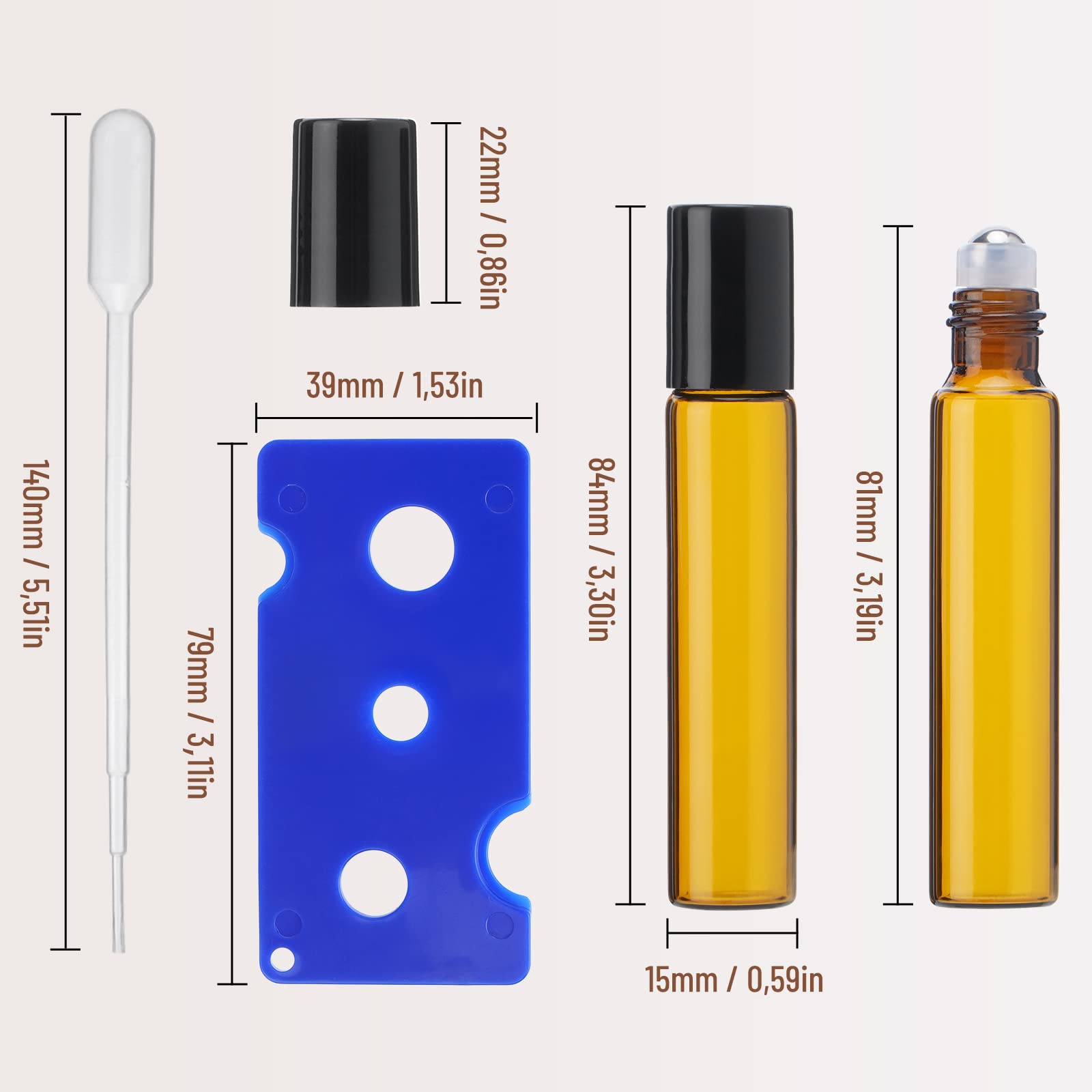 Lot De 24 Flacons Roll-On En Verre 10 Ml - Vide, Pour Huiles Essentielles