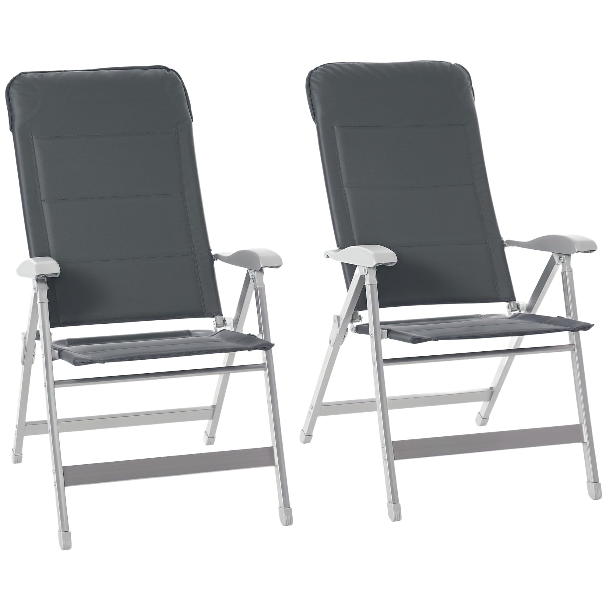 Outsunny Lot de 2 chaises de Jardin Pliantes Fauteuil d'Extérieur Gris