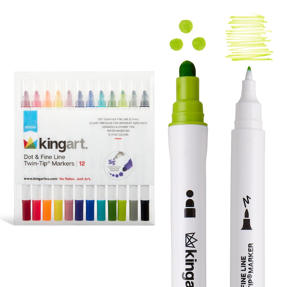 Amazon.com: KINGART 12 Twin-Tip Dot & Fine Markers, Dual Tip Art