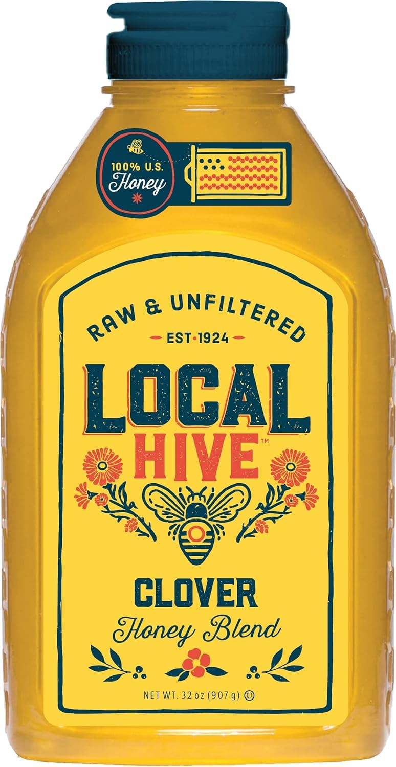 Local Hive Clover Raw & Unfiltered – 32 oz | 100% Pure U.S. Honey | Natural Sweetener Sourced from American Bees & Beekeepers | Premium Clover Flavor | Ideal for Tea, Baking & Cooking