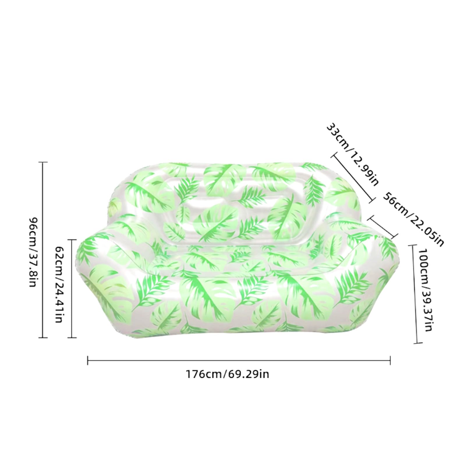 ASHATA Nadmuchiwana Kanapa Przenośna Dmuchany Fotel dla Dwóch Osób (GREEN)