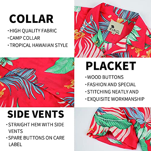 Damipow Hawaiian Shirts for Men Short Sleeve Aloha Beach Shirt Floral Summer Casual Button Down Shirts - Image 5