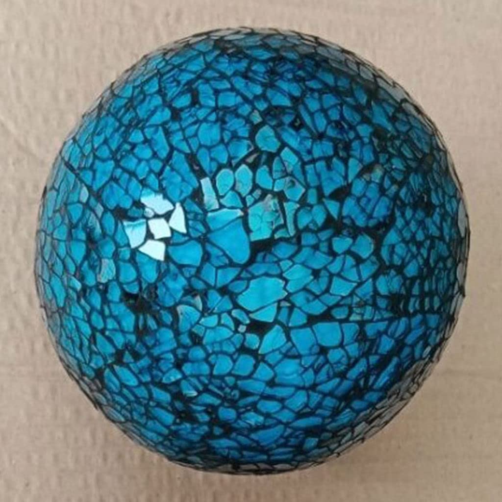 MERIGLARE Esfera de Mosaico Bolas de 8 cm Artículos para el hogar Centro de Mesa Juego Orbes Decorativos Bola Decorativa Globo para Adornos Mesa de Centro - Azul 3 Piezas