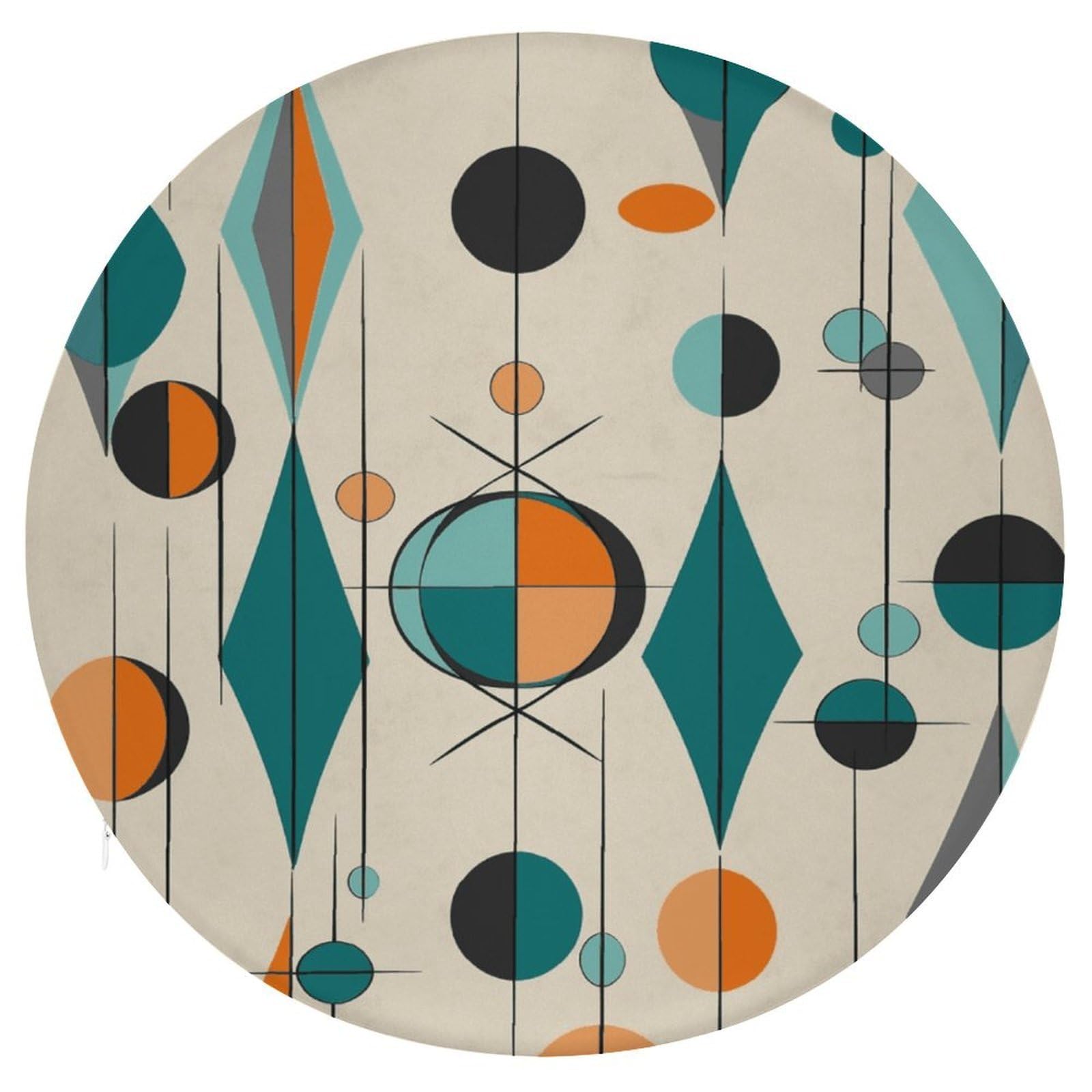 Wsoihfec Style Mid Century Geometric Seat Cushion Round Chair Pad