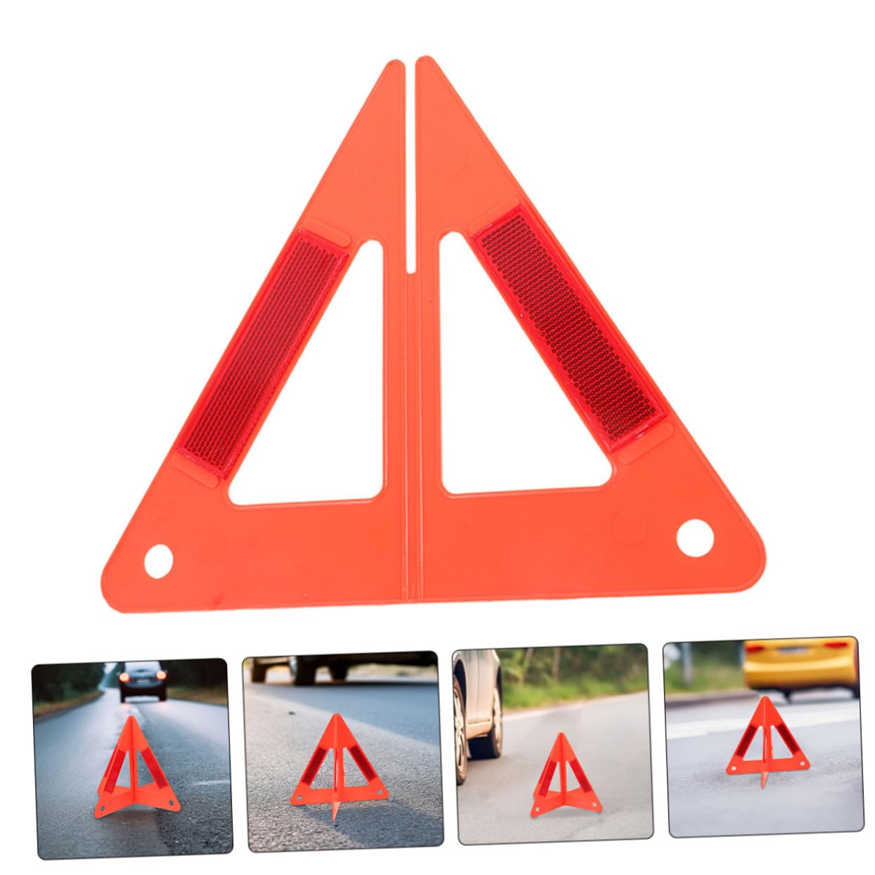 ERINGOGO 5 piezas Triángulos de Seguridad Reflectantes para Vehículos Unidades Señal de Advertencia Plegable y Estable Alta Visibilidad Nocturna para Emergencias Carretera Compatible