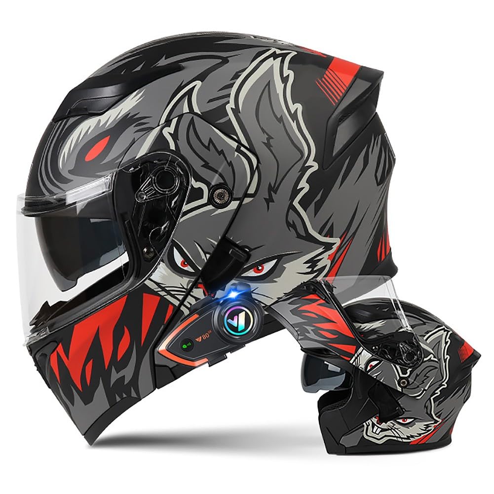Casque Moto Bluetooth Modulable Double Visière - ECE Homologué - Intercom 2 Personnes - Noir
