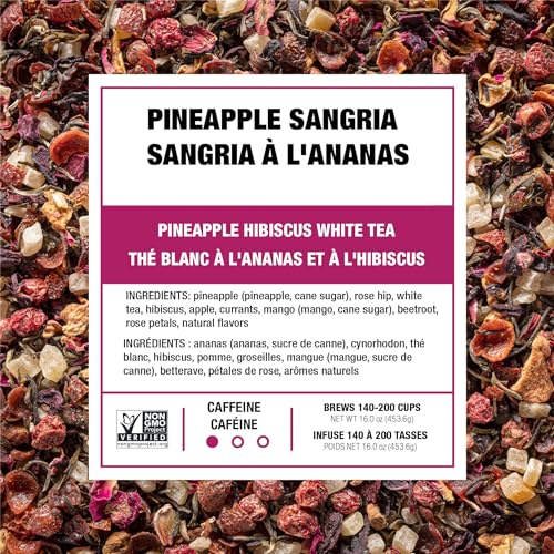 Image of Tiesta Tea Pineapple Sangria Loose Leaf Tea - Pineapple Hibiscus White Tea Blend | Premium Low-Caffeine Fruit Infusion | Hot or Iced | 16 oz Resealable Bulk Pouch | Makes Up to 200 Cups