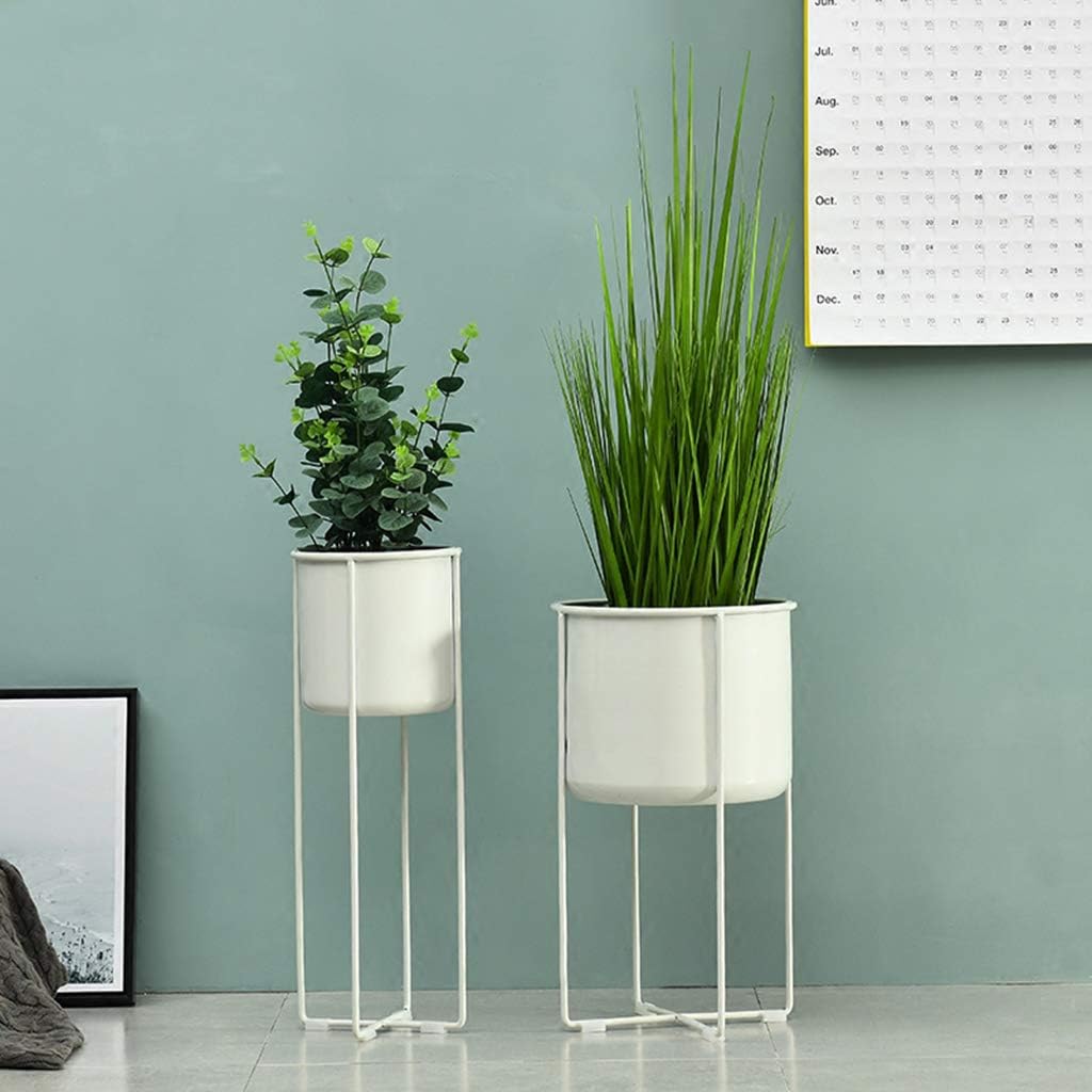 White Outdoor Metal Flower Stands Living Room Office Home Decor Plant Display Racks Garden Patio Bonsai Storage Shelves Balcony Decoration(S+L)