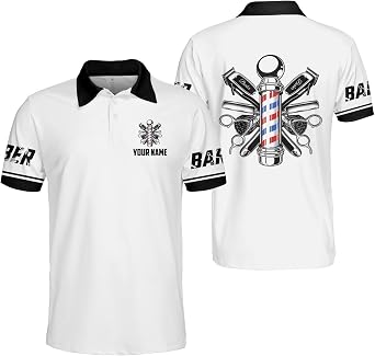 Custom Barber Polo Shirt, Personalized Shirts for Men, Clothes Gifts for Barbers Women, Barbershop Professional