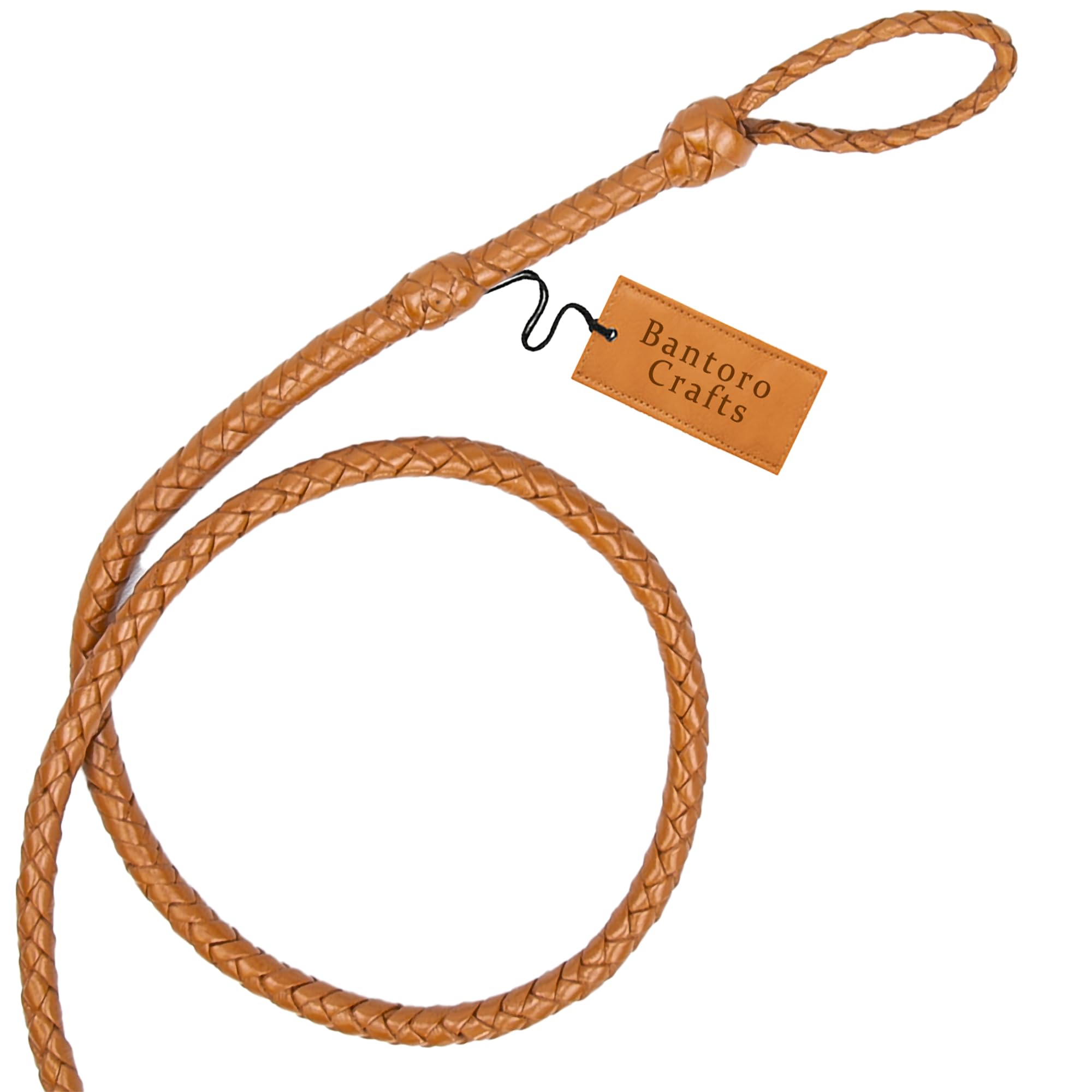 Mini Frusta in Pelle Marrone 3 Piedi / 91 cm Lunghezza 8 trecce Fili Pelle Intrecciata Miniatura/Formato Tascabile Piccoli dentici/Frusta Forte Che schiocca
