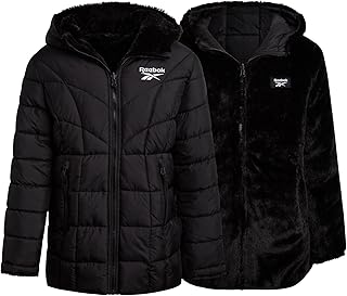 Girls Puffer Jacket - Reversible Hooded Fur Winter Coat - Wind and Water Resistant Insulated Quilted Jacket for Girls