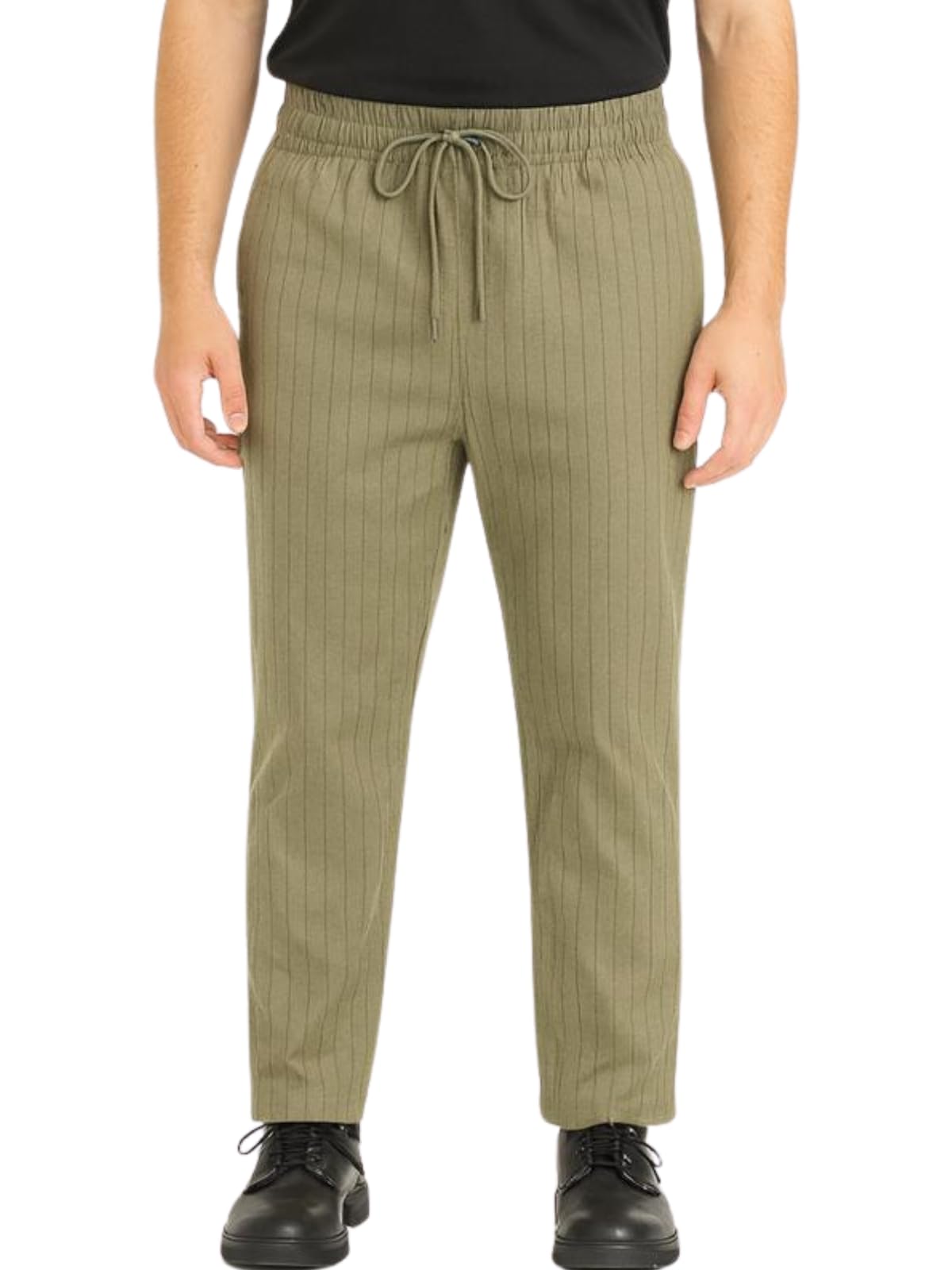 hotmod Men’s Cotton Linen Striped Casual Lounge Wear with Drawstring Waist Pajama Pant-picture-9
