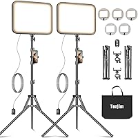Torjim 12" LED Video Light Kit: 24W High Brightness, 3000-6500K, 5 Modes, Tripod, Phone Holder & Remote for Photography & Streaming