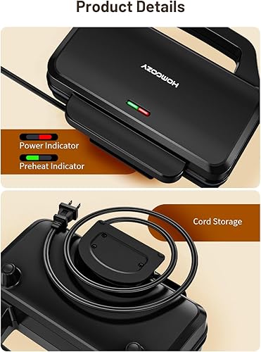 Miniatura 6 de Mini máquina para hacer gofres, 8 pequeños bocadillos de gofres, plancha antiadherente para gofres con calentamiento rápido, fácil desayunador para