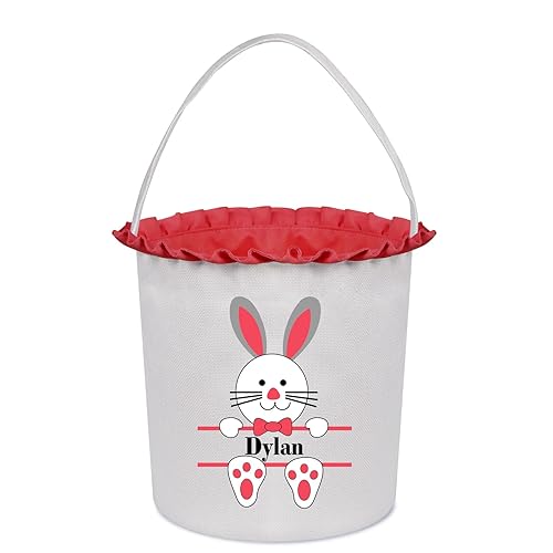 Miniatura 44 de Cesta de Pascua para niños, cestas de Pascua personalizadas con nombre, cesta de conejo de Pascua, cesta de caza de huevos de Pascua, bolsas