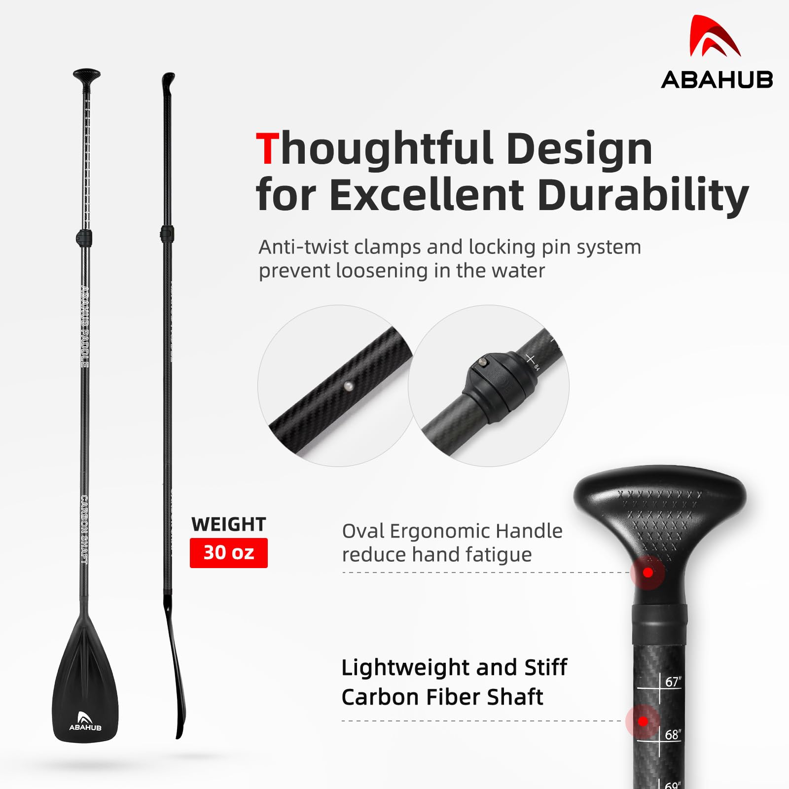 Amazon.com : Abahub 1 x 3 Section Carbon Fiber SUP Paddle