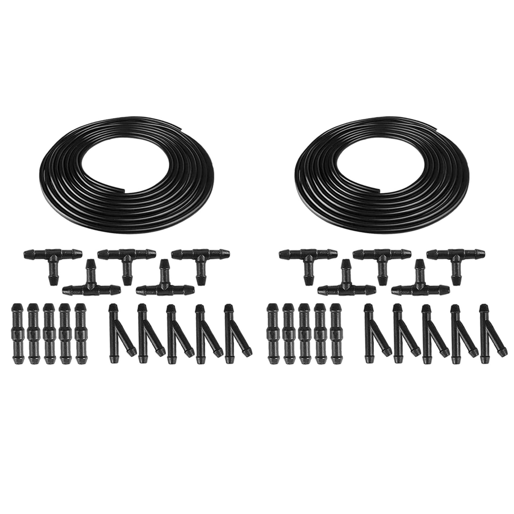 Wzxksoac Black 2X Universal Windshield Washer Nozzle Fluid Hose Kit With Hose Connectors For Most Of Car Washer (6M + 30Pcs Connectors) 6M
