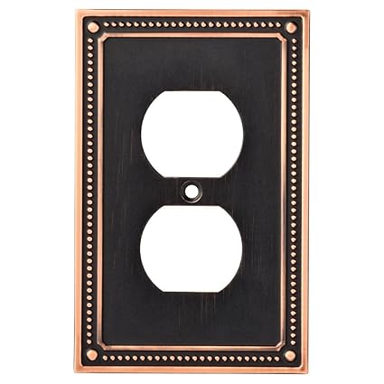Franklin Brass W35059-VBC-C Classic Beaded single Duplex Outlet Wall Plate / Switch Plate / Cover, Bronze with Copper Highlights
