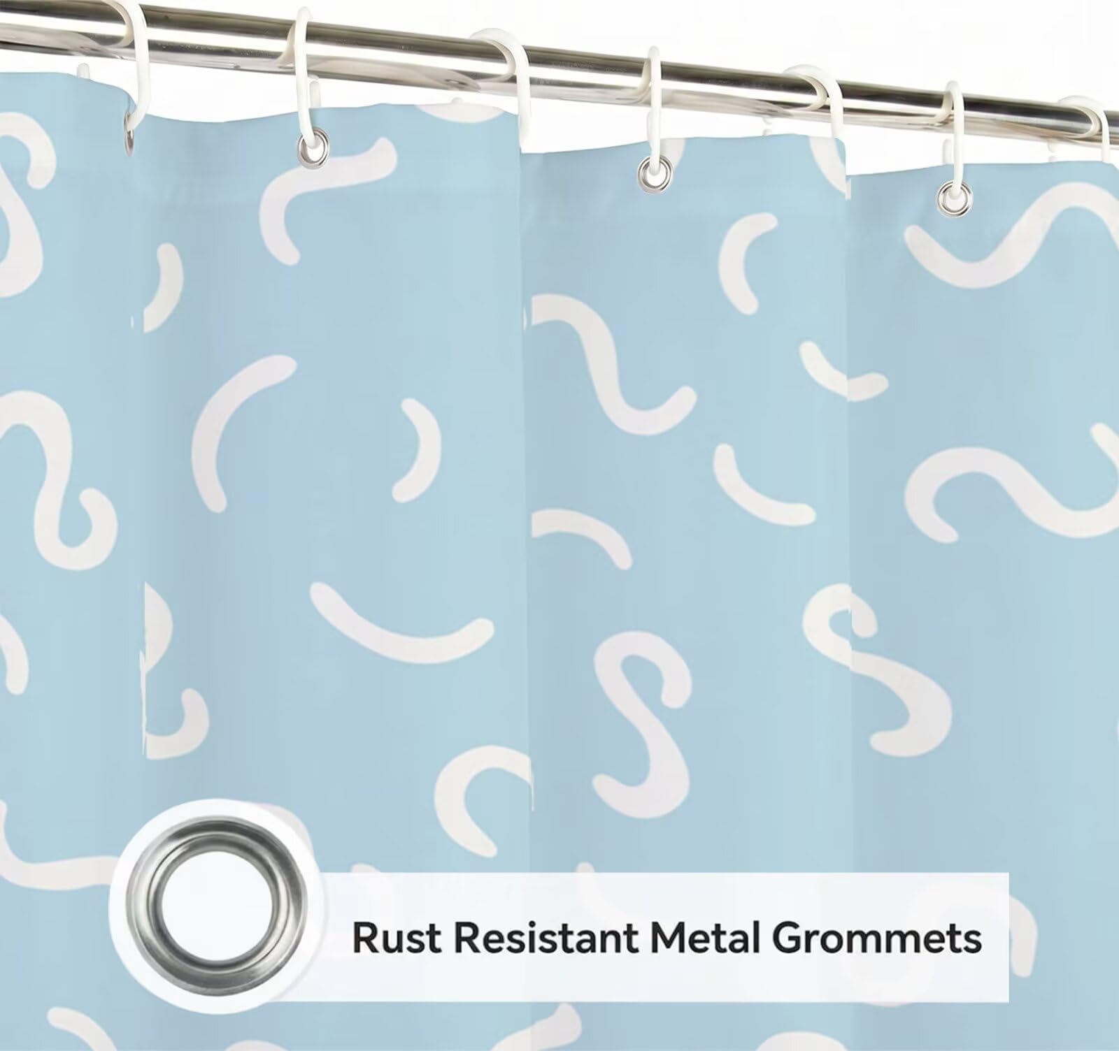 Rideau de Douche 240x180 cm - Tissu Polyester Imperméable Anti-Moisissure - 12 Anneaux Inclus - Ourlet Lesté pour Stabilité - Lavable en Machine - Idéal de Baignoire et Douche - Moderne & Bleu Y1#510