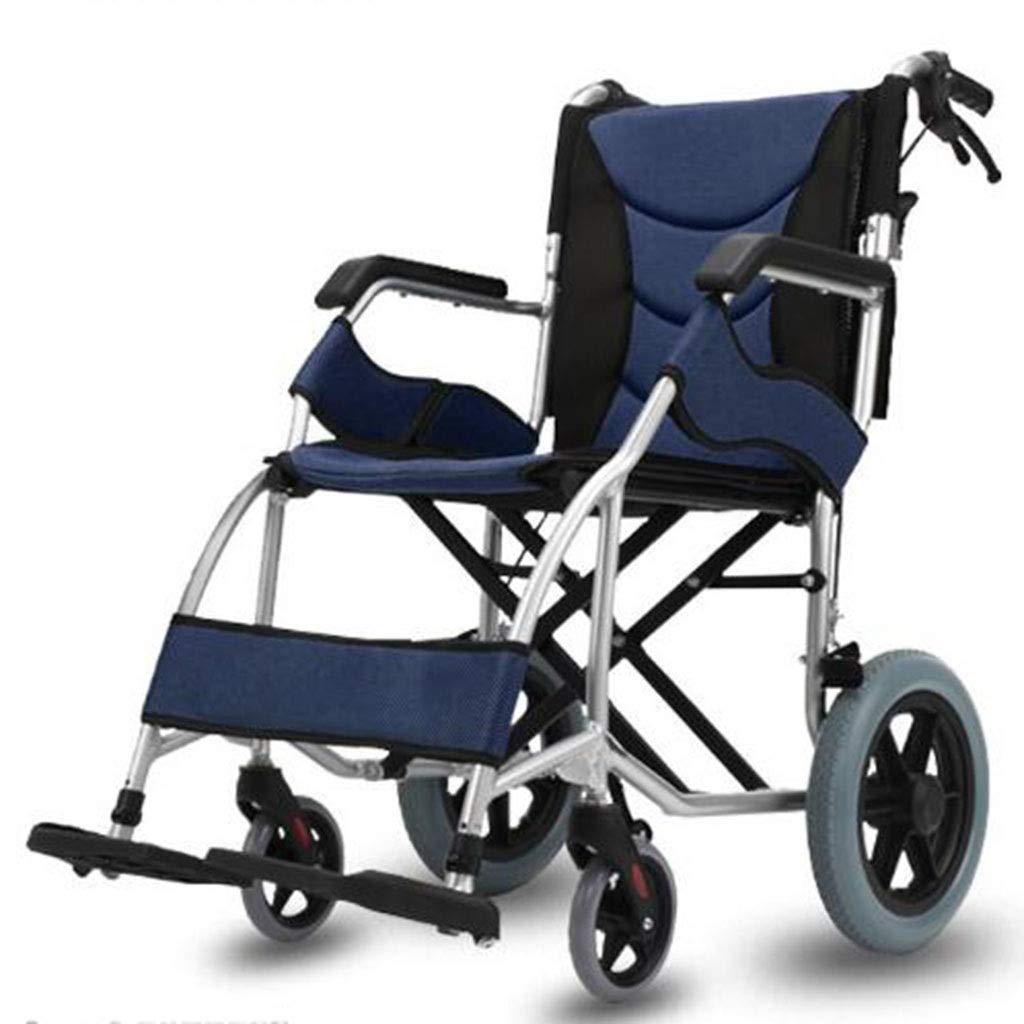MU Camarero en Silla de Ruedas, Patinete con Doble Freno Neumático No Neumático Pedales Ajustables para Discapacitados/Ancianos,Azul