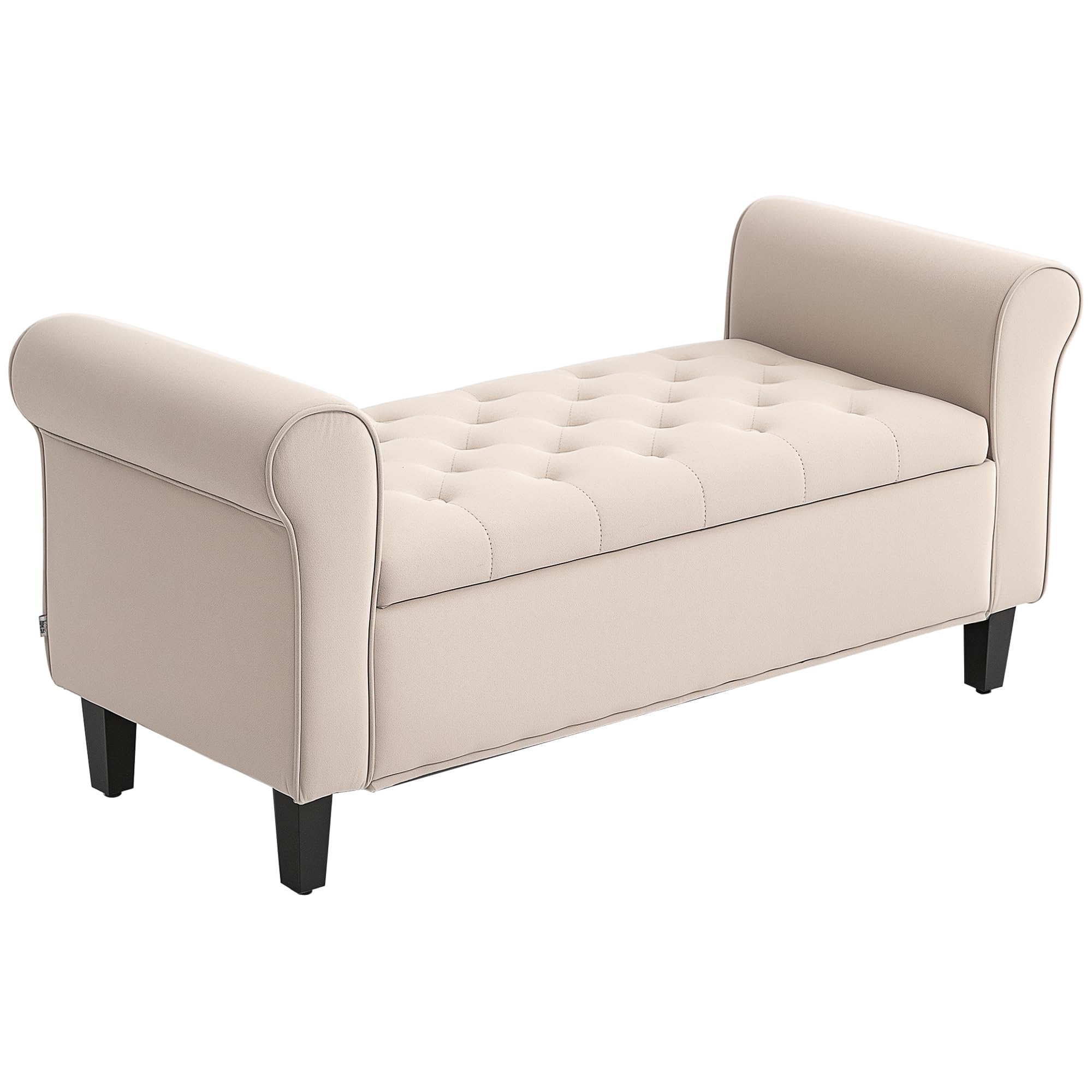 Banc Coffre Velours HOMCOM Banc Avec Espace De Rangement, Banc Rembourré Avec Bancs De Rangement