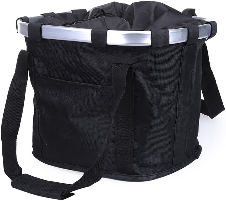 Pet Dog Bike Basket & Carrier Bag- Foldable Detachable Pet Travel Bicycle Basket - Small Animal Dog Cat Rabbit Bike Ride Basket Carrier (Black)