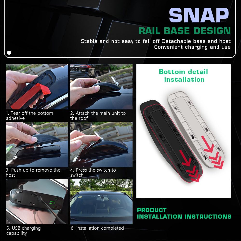 2 piezas de advertencia antifatiga de coche, luz de controlador remoto, lámpara anticolisión trasera, ayuda de gran velocidad, cañones láser, luces intermitentes (blanco)