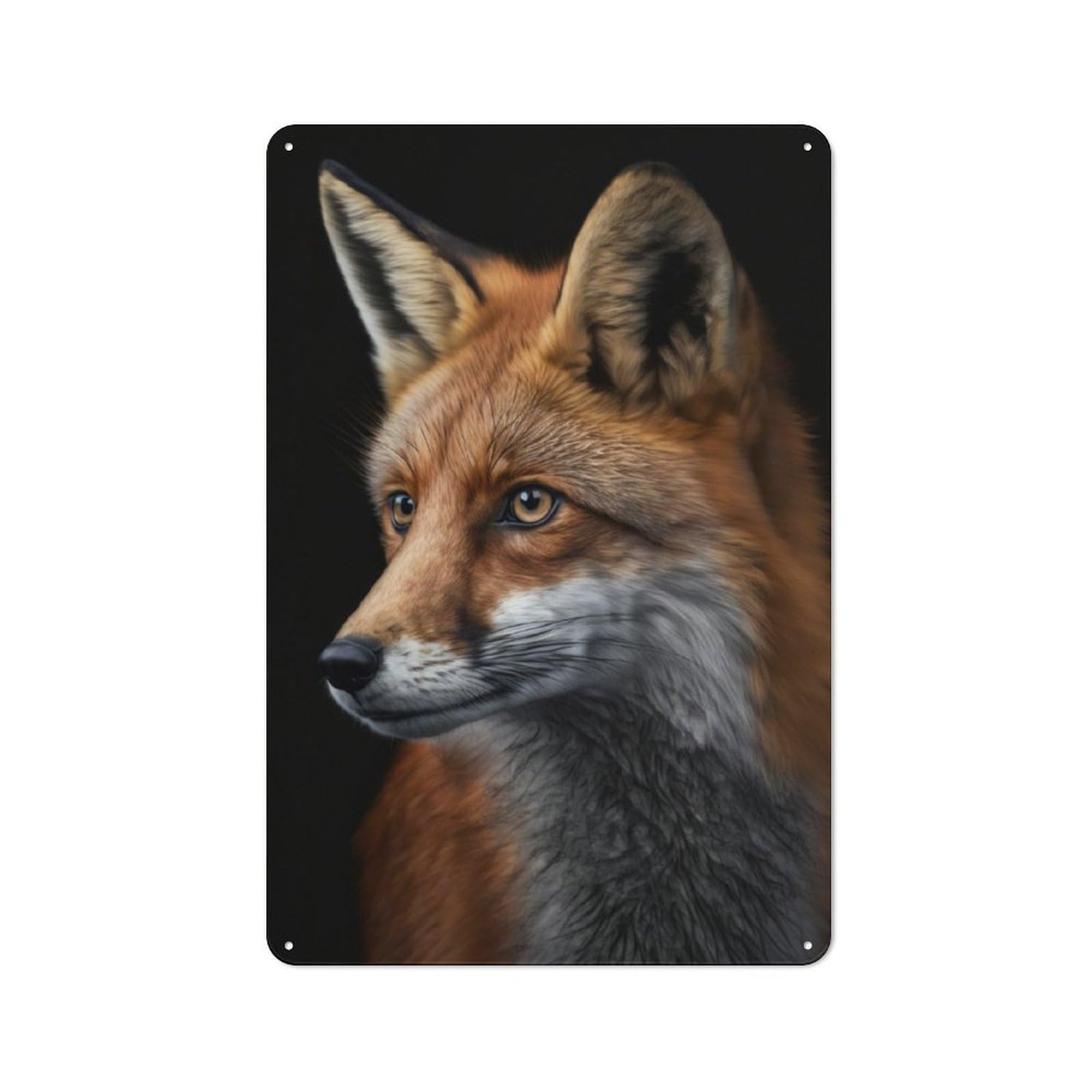 Junmoney Red Fox Portrait 30X20cm Retro Tin Wall Plaque With For Pub Or Café, A Winter Wall Decor Update For Café Interior Fans