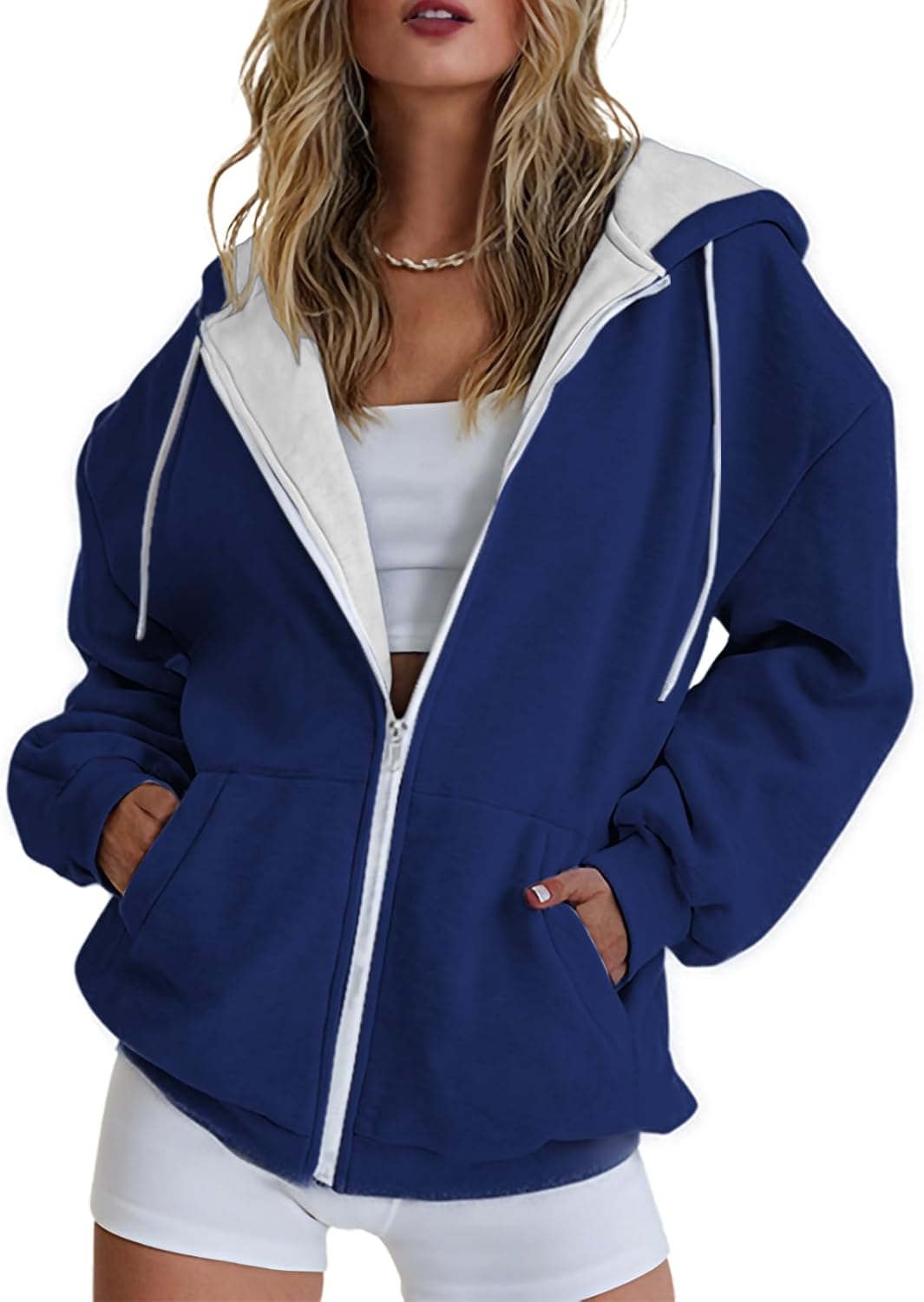 MARSVOVO Cute Zip Up Hoodies for Women Loose Fit Comfy Casual Trendy Sweatshirts Fall Clothes with Pockets