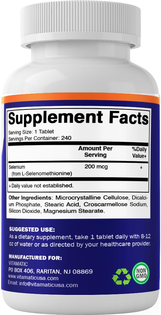 Vitamatic Yeast Free Selenium 200 mcg - 240 Tablets, Made in USA — Amazon image 8