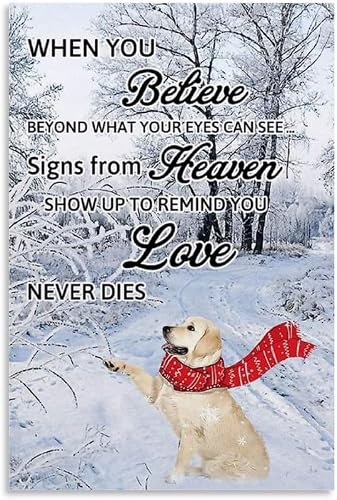 Preeklen Animal Poster Labrador Poster Labrador Retriever Love Never Dies Poster Decorative Painting Wall Art Living Room Posters Metal Tin Sign 8x12 Inch