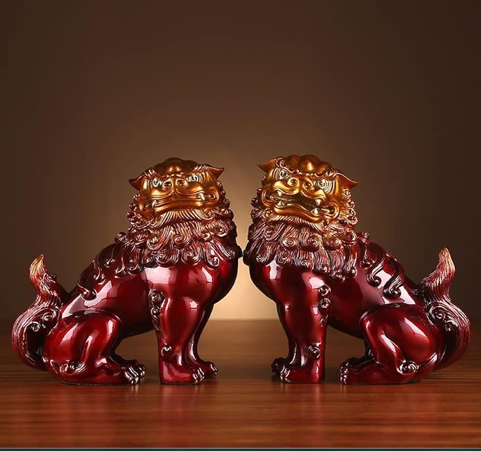 玉乗りシーサー阿吽一対置物 玉乗りシーサー阿吽一対置物