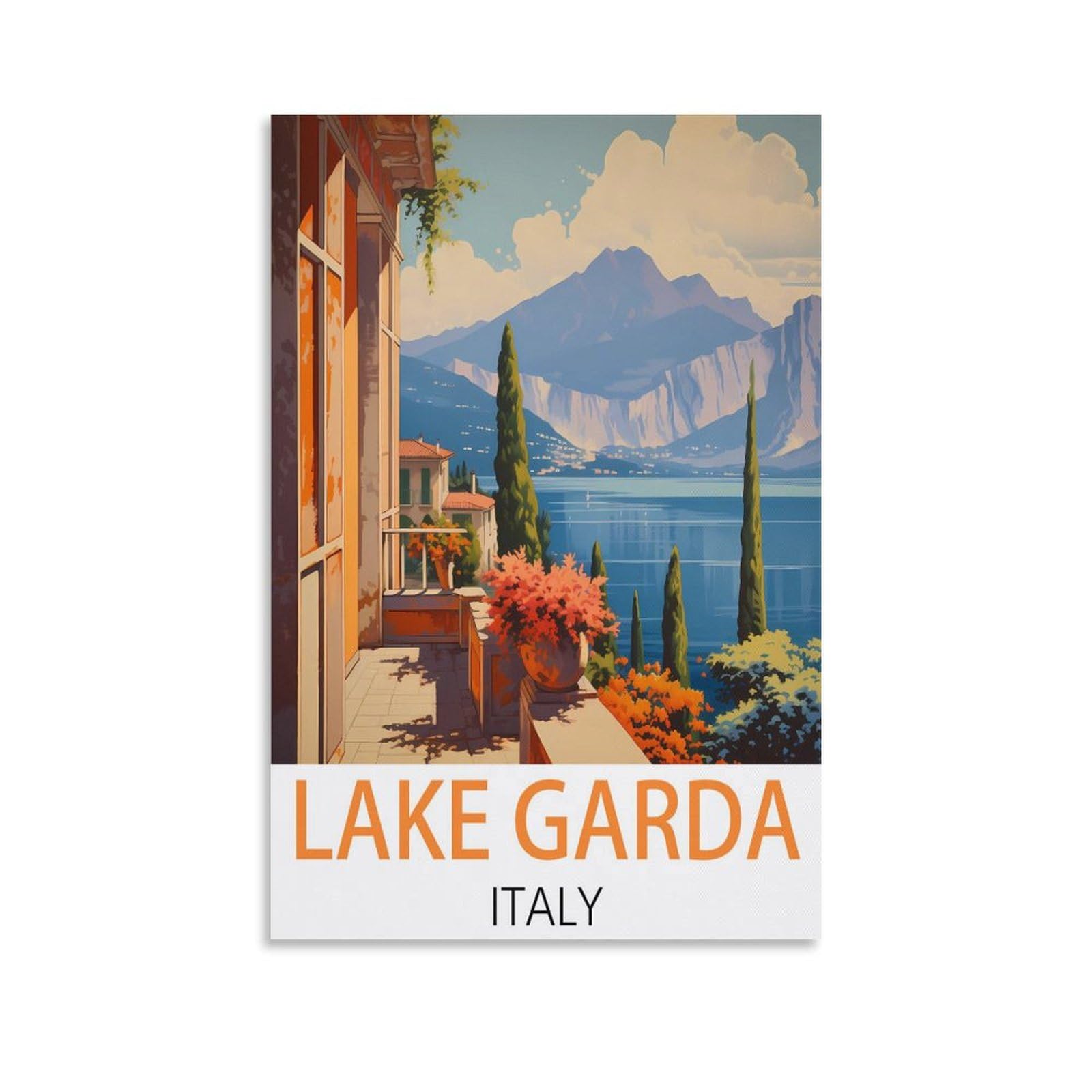 Javon Unframe-Style Lake Garda Italy Vintage Travel Poster 08X12inch(20X30cm) Canvas Art Poster And Wall Art Picture Print Bedroom Decor