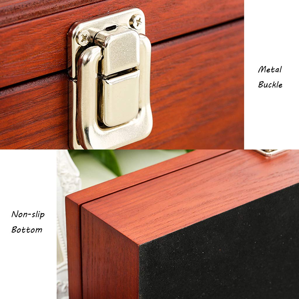 MUSUMI Caja de reloj de Madera con tapa de vidrio,caja de almacenamiento de joyería de lujo para 12 relojes,organizador de gemelos con almohada de almacenamiento extraíble y Hebilla de Metal