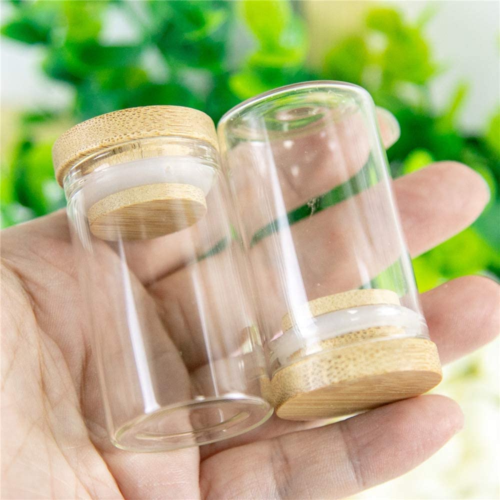 Mini szklane butelki, butelki życzeń, 40 ml szklane butelki z pokrywką słoiki DIY dekoracje sprzyja fiolkom. (10 sztuk-30x80x26mm) (rozmiar: 30x50x26mm)