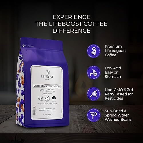 Miniatura 10 de Lifeboost Café molido de avellana  Café orgánico USDA de origen único bajo en ácido  Granos de café molido sin OMG probados por terceros para
