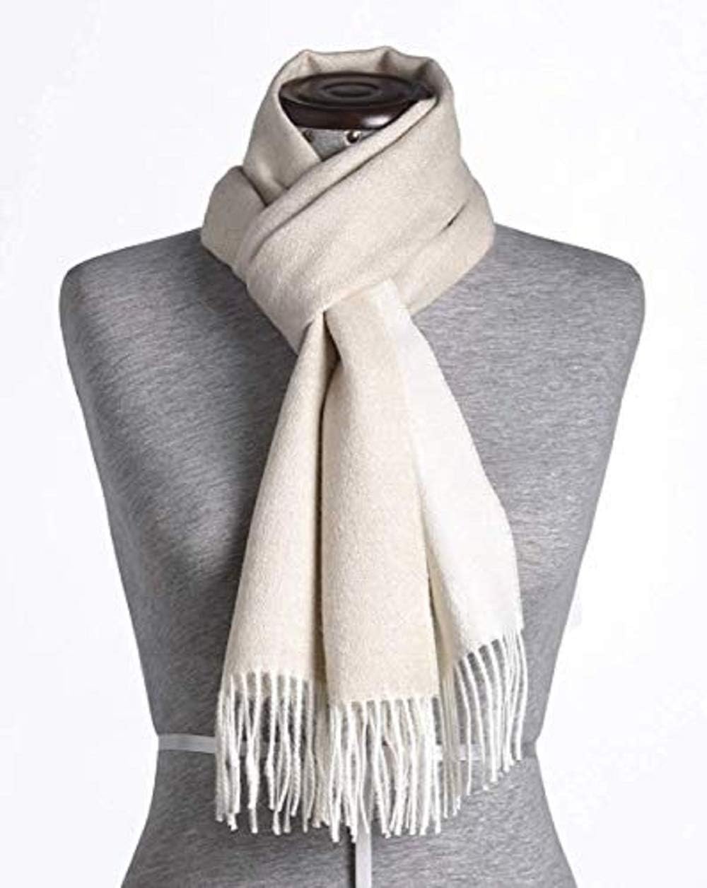 100% Baby Alpaca Scarf Beige-White Colour
