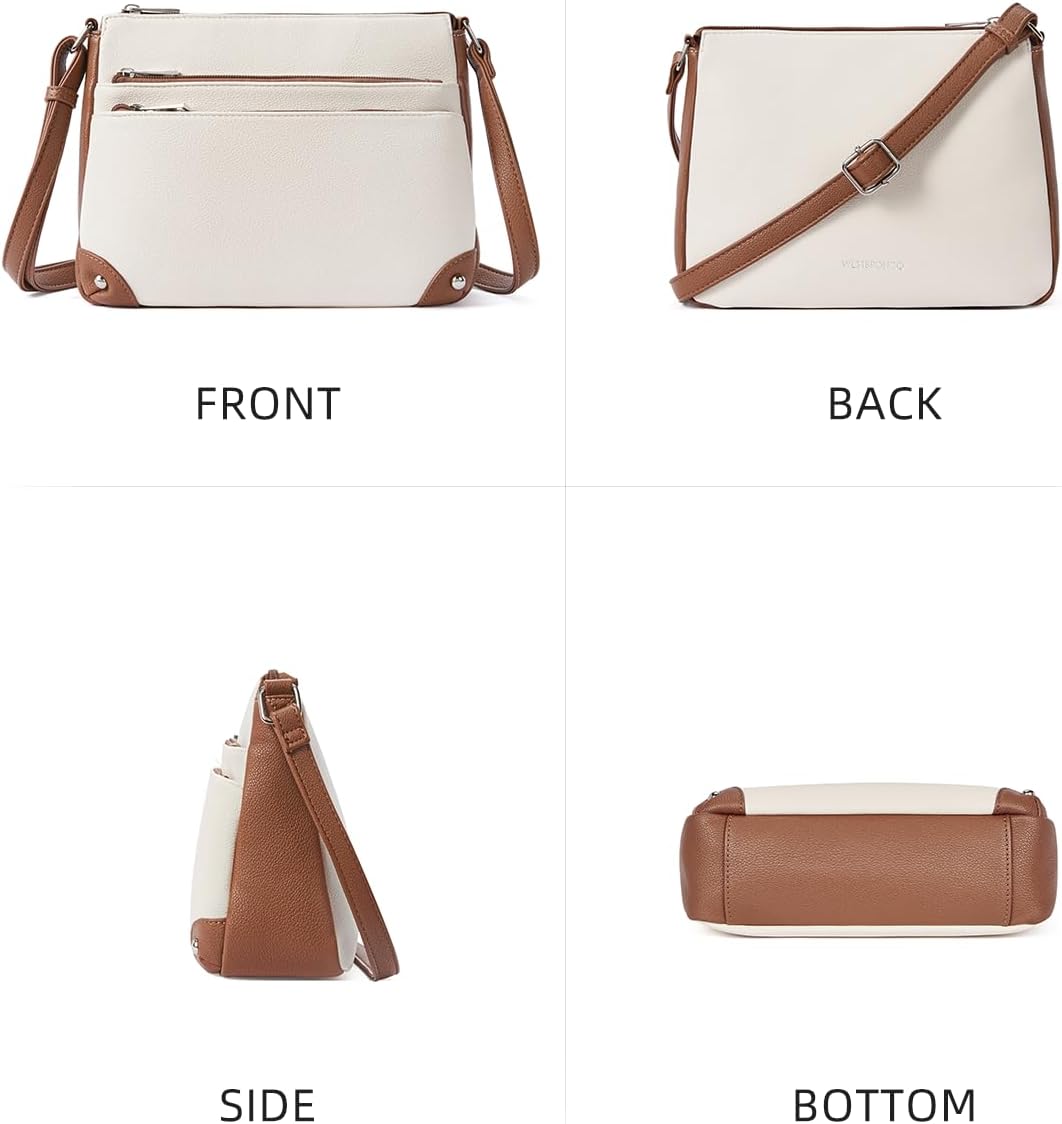 WESTBRONCO Crossbody Bags for Women, Medium Size Shoulder Handbags, Satchel Purse with Multi Zipper Pocket