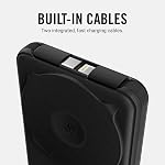 Ridge 20W Batterie de la banque de puissance magnétique 10,000mAh - Chargement rapide, Compatible avec MagSafe - Chargeur portable Vol-Safe Travel Powerbank - Câbles intégrés & Pièce magnétique (Mate Black)