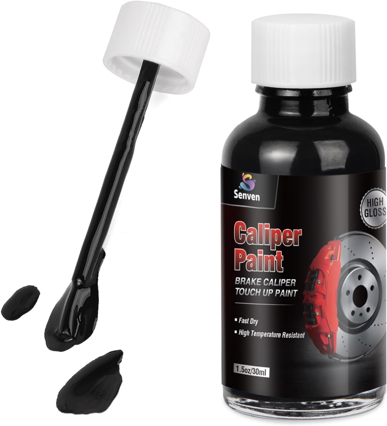 Black Caliper Paint Brake Caliper Touch Up Paint Black Gloss High Temperature Heat Resistant 1.5oz