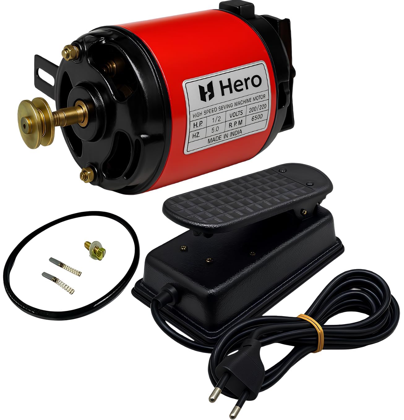 HEROLite Electric Sewing Machine Motor Set Kit 1/12HP with Speed Regulator Pedal | Fully Copper Winding 8500 RPM | Fits in All Silai Machine Like Domestic, Small, Big, Umbrella and Pikko-image-9