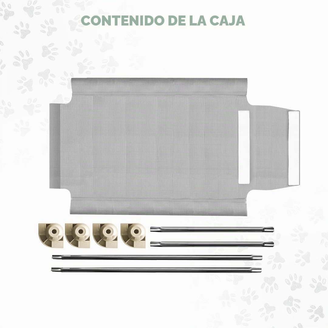 Cama Elevada para Perros Acrimet, con Malla Lavable y Transpirable, Estructura de Acero Inoxidable, para Uso Interior y Exterior (Tamaño: 102 x 61 x 11cm) (Color Gris) (1 Unidad)